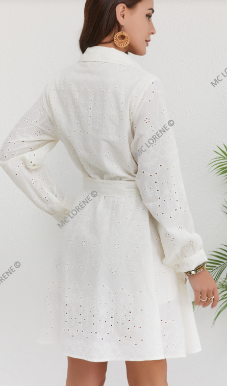 ROBE CHEMISE BLANCHE EN BRODERIE ANGLAISE