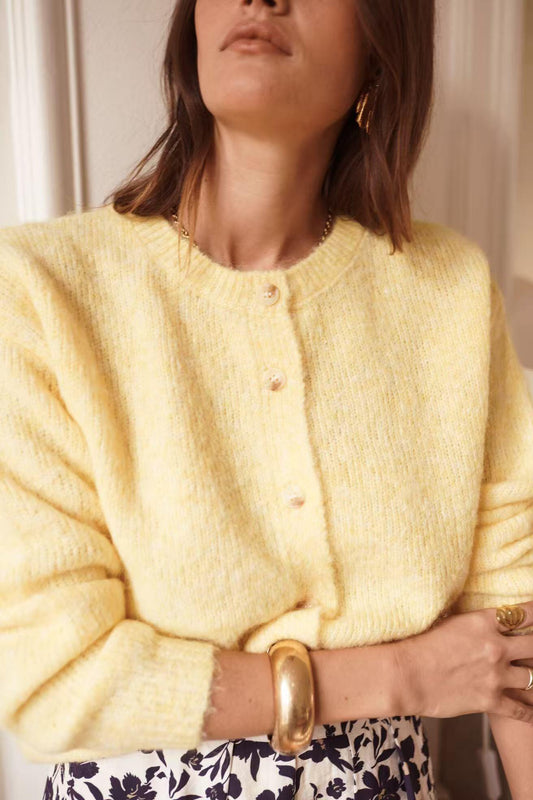 Cardigan Doux Boutonné JAUNE